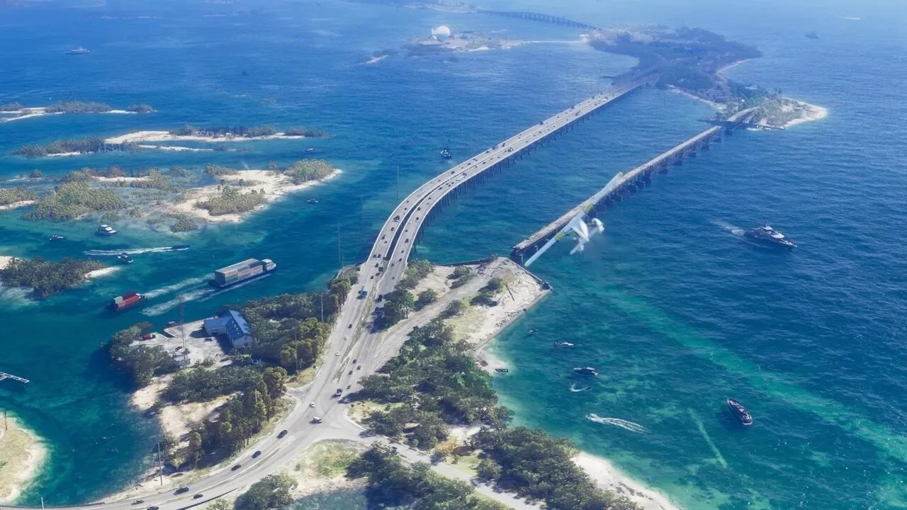 نمایی از دریای شهر Vice City در GTA 6 از فراز آسمان