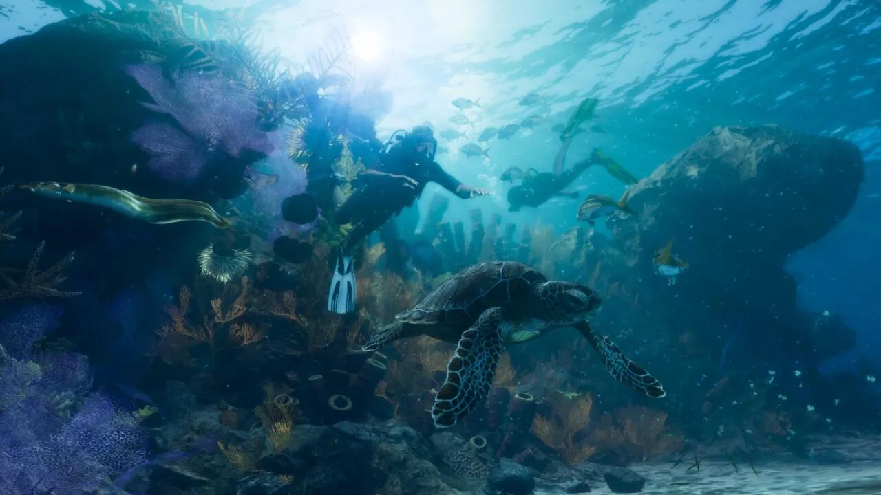 تصویری از کف اقیانوس و دریا در بازی زیبای جی تی ای VI