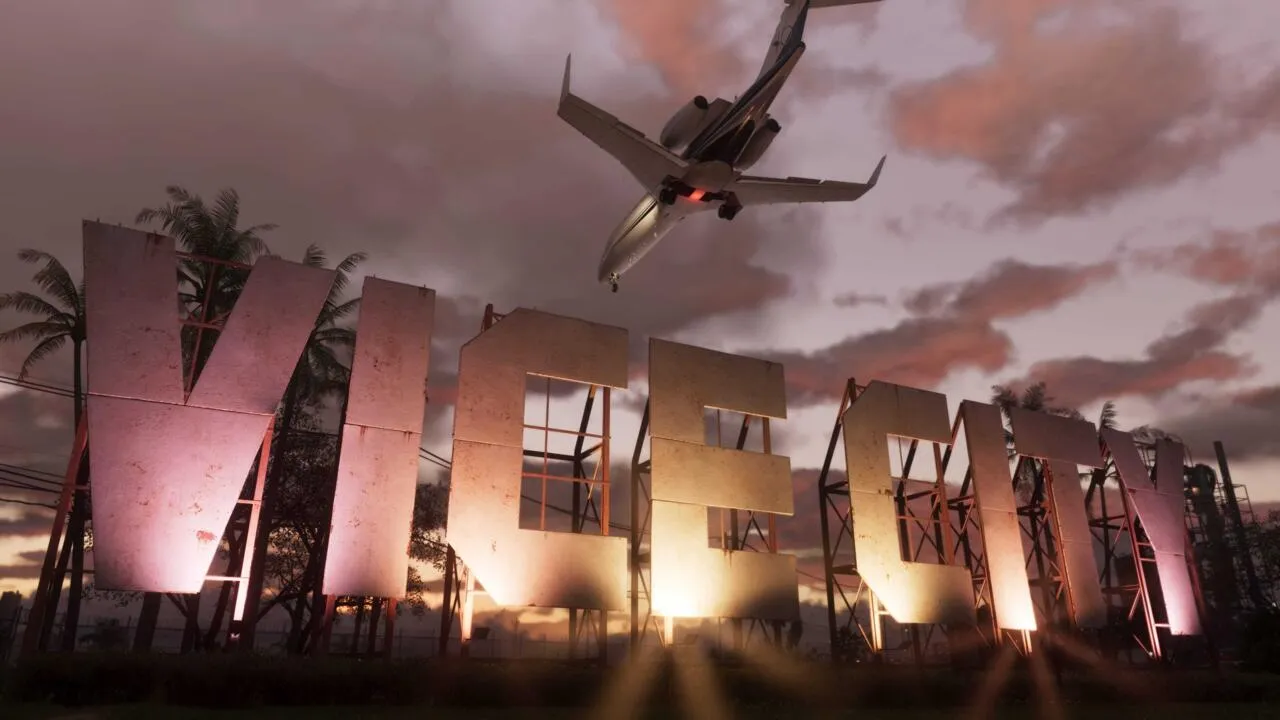 جت شخصی در حال پروار بر فراز آسمان Vice City